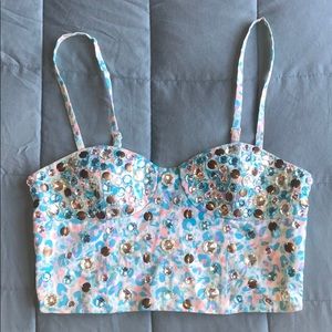 Divided Gemstone Rainbow Croptop